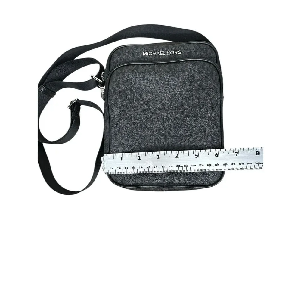 NWOT Michael Kors Travel Medium Flight Bag Crossbody Signature MK Bag Black New - Picture 5 of 6